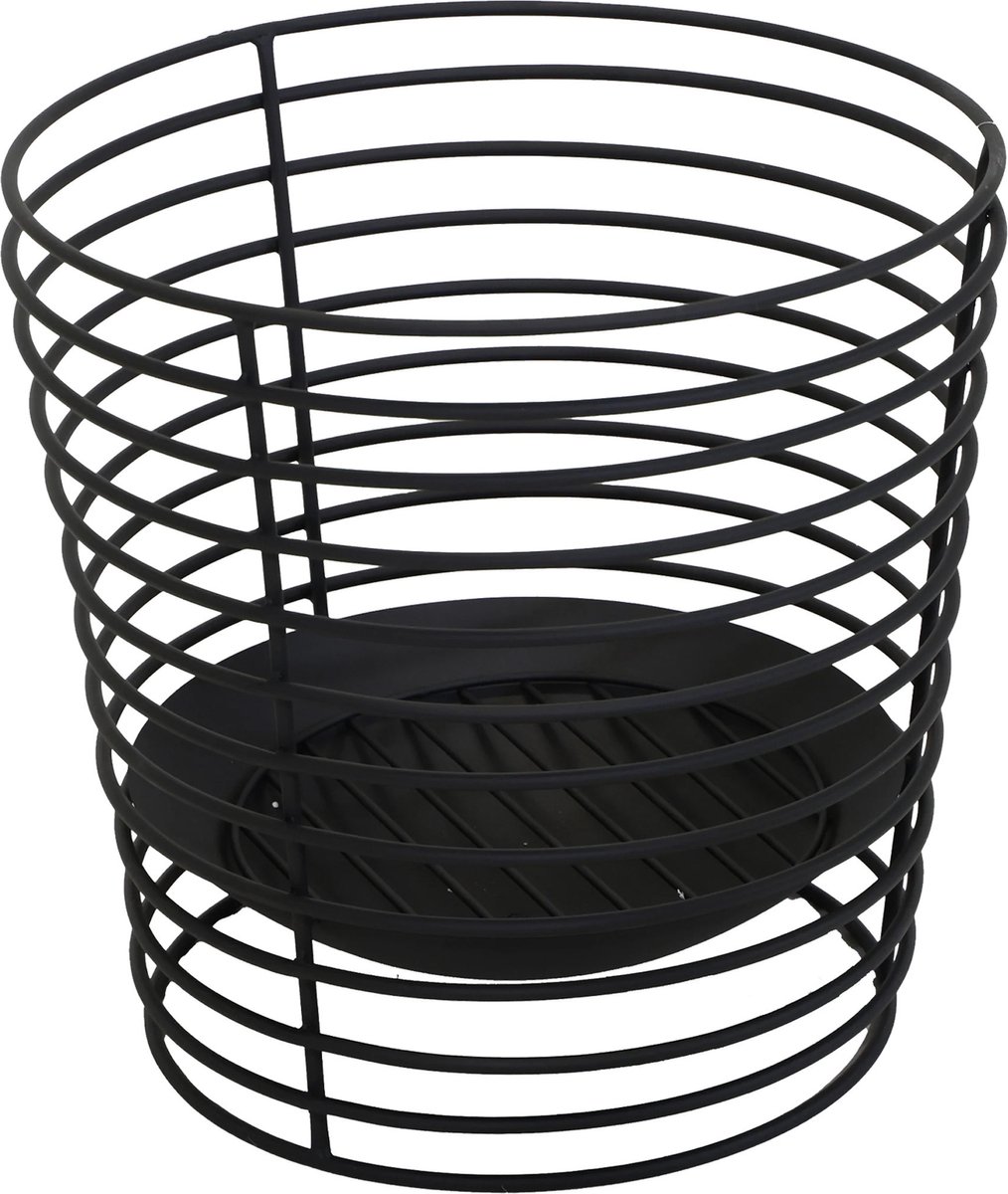Mega Collections Vuur emmer/vuurkorf Firebasket Spiral - zwart - ijzer - D48 x H46 cm - rond - Vuurkorven