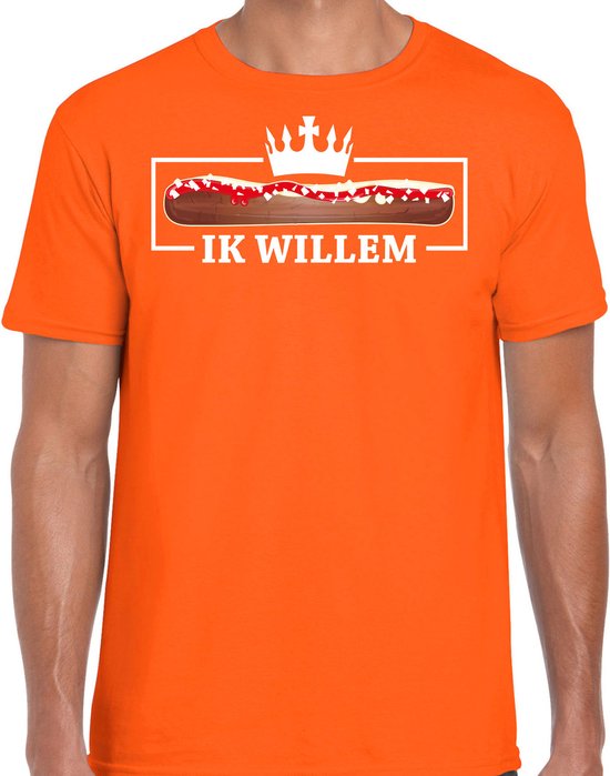 Bellatio Decorations Chemise de déguisement pour la Fête du Roi pour hommes - frikandel, I willem - orange - vêtements de fête L