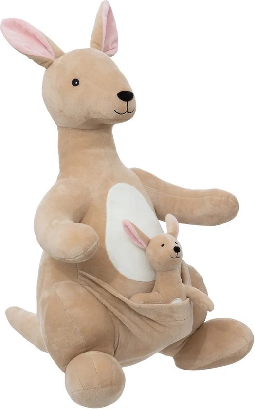Atmosphera Kangoeroe knuffel Billy met baby - Zachte pluche stof - 63 cm