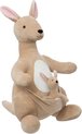 Atmosphera Knuffeldier Kangoeroo Billy met baby - zachte pluche stof - knuffels - beige - 63 cm