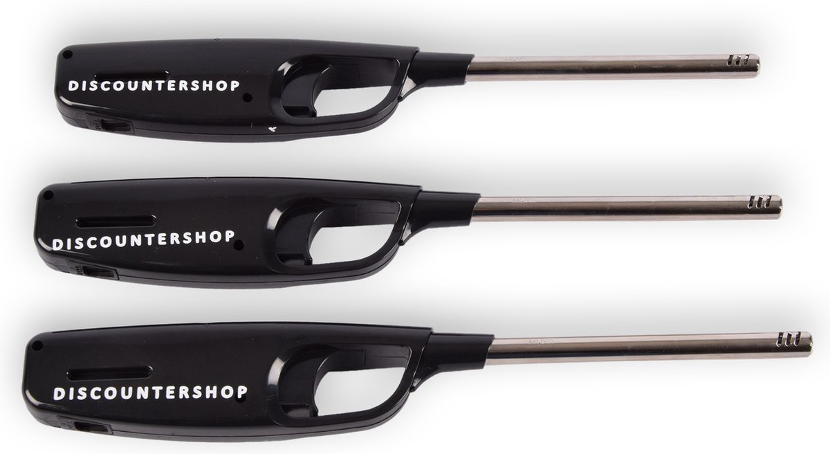 Goedkoopste Set van 3 Navulbare Barbecue Aansteker - Zwart Plastic - 28cm Lang – Ideaal voor Koken & Tafelen - Barbecueaccessoires
