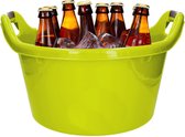 Seau réfrigérant pour bouteilles de bière - 17L - vert - plastique - 45x27 cm - Avec 24x grands porte-blocs de glace