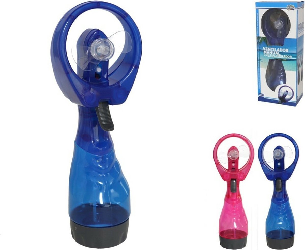 Gerimport waterspray ventilator - 1x stuks -blauw - 27 cm