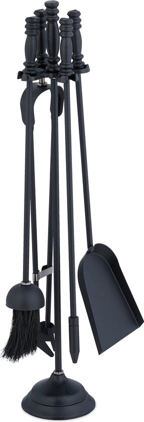 Relaxdays 5 delige haardset haardaccessoires pook, asschep & meer