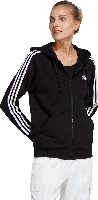 adidas Sportswear Essentials 3-Stripes French Terry Regular Ritshoodie - Dames - Zwart- XL