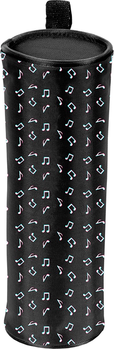 BeUniq etui - 22x8 cm - zwart met muziekprint
