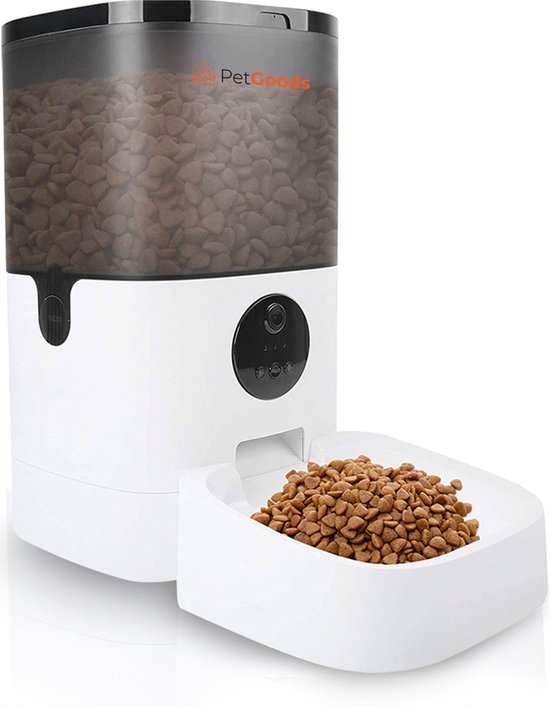 PetGoods WiFi Voerautomaat - Ingebouwde Camera & Microfoon - Voerautomaat voor kat of hond - Automatische Voerbak met Smartphone Besturing - Voerinhoud 6 liter - Nederlandse Handleiding