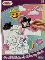 Emoji - Stickerboek - Krasboek en Kleurboek - Stickeren - Krassen - Kleuren - Paars - Zowel voor jongens als meisjes - 3+