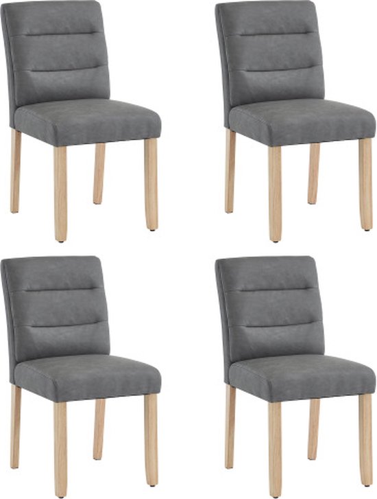 Eetkamerstoelen Set van 4 familie eetkamerstoelen stoelen modern minimalistisch woonkamer slaapkamer stoelen vier eiken stoelen met rugleuning grijs