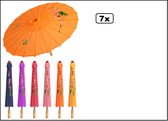 7x Chinese paraplu bonte opdruk luxe 90 cm - toneel musical optocht carnaval china landen thema feest