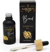 Golden Niya Baardolie Puur 30ml - EU Bio - EcoCert - USDA Keurmerk- Haar - huid - gezicht- baard olie - Koudgeperst - biologisch- Proefdiervrij- Vitamine E- Beard oil -Pipetfles