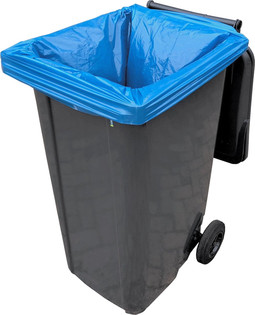 Containerzakken blauw 240 ltr | 65/25 x 140 cm | T70 | Doos 100 stuks | Klikozakken