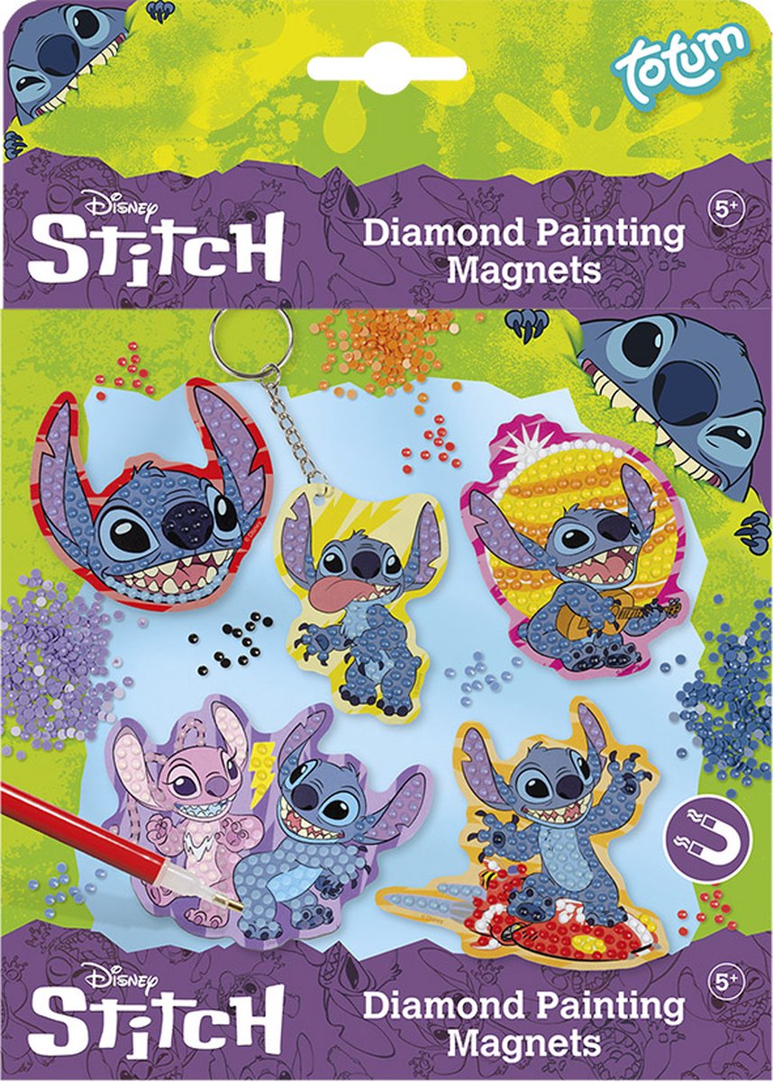 Disney Stitch Totum magneten en sleutelhanger maken met 800+ strass steentjes - knutselset unisex diamond painting creatief speelgoed meisjes en jongens — afbeelding 19