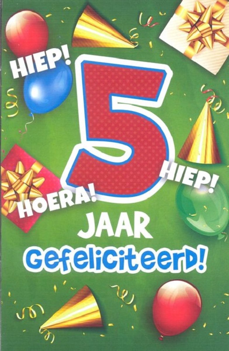 Wenskaart 5 Jaar Gefeliciteerd - Gratis verzonden