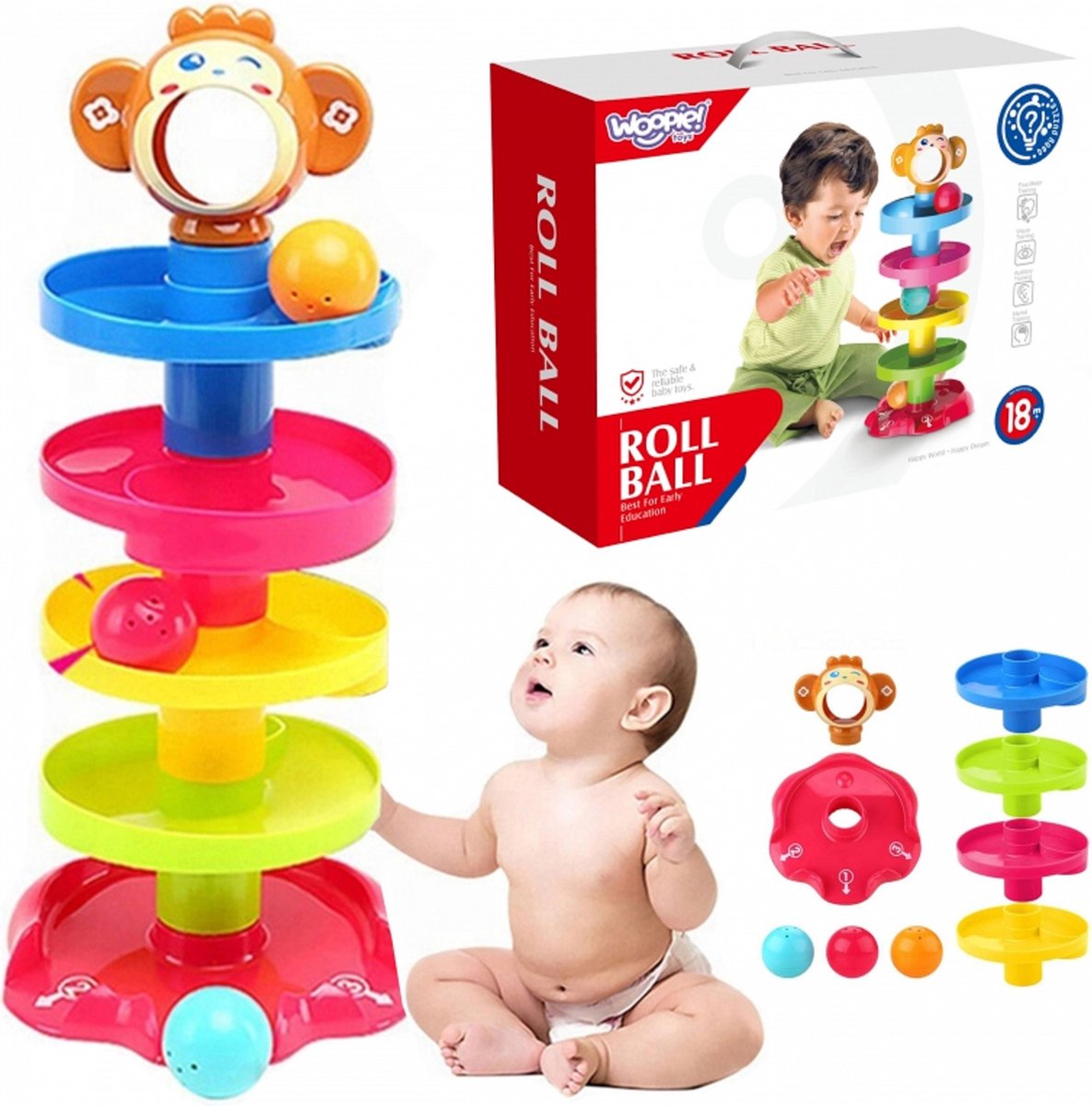 Woopie Baby Ballenbaan Spiraalset + 3 Ballen - UNI