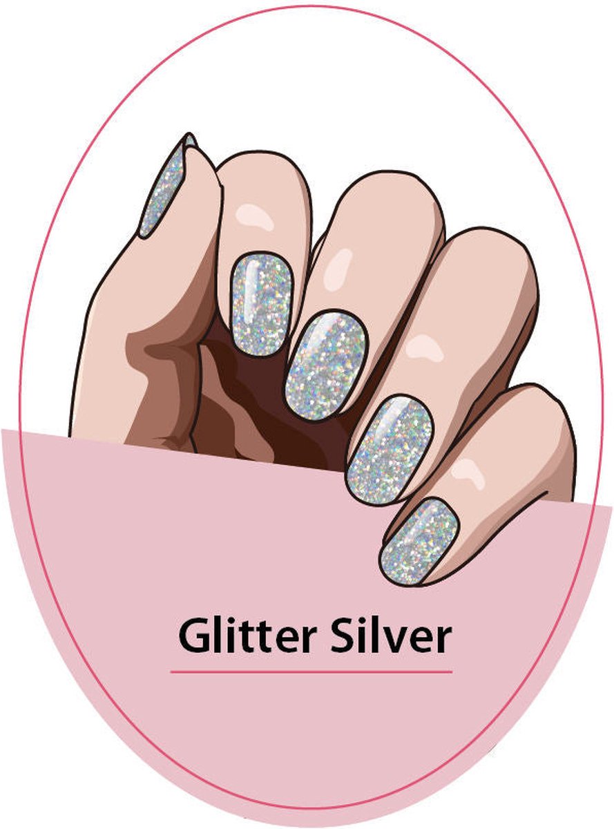 CLIQGLOW - Semi-Cured Nail Wraps - Nagelstickers - Gellak Stickers - UV nagel wraps - Glitter Silver