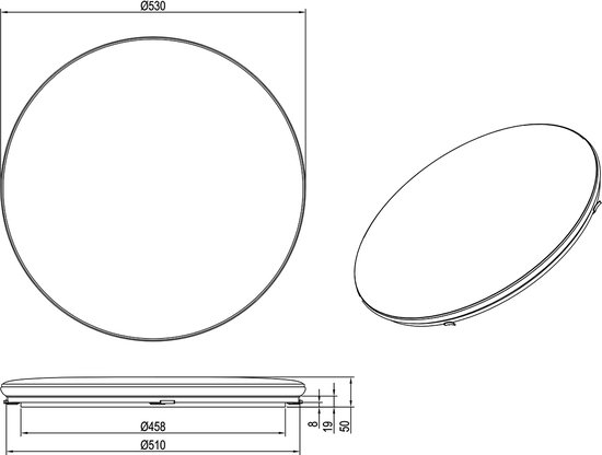 Plafonnier LED - Torna Lana - 46W - Wit Naturel 4000K - Dimmable - Rond - Wit Mat - Plastique