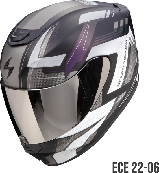 Scorpion EXO-391 Captor Matt black-Chameleon - Maat XL - Integraal helm - Scooter helm - Motorhelm - Mat Zwart Paars Wit - Scooterhelmen mannen en vrouwen.