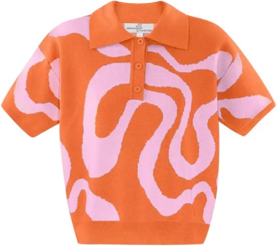 Top organic stripes print - orange pink - size S