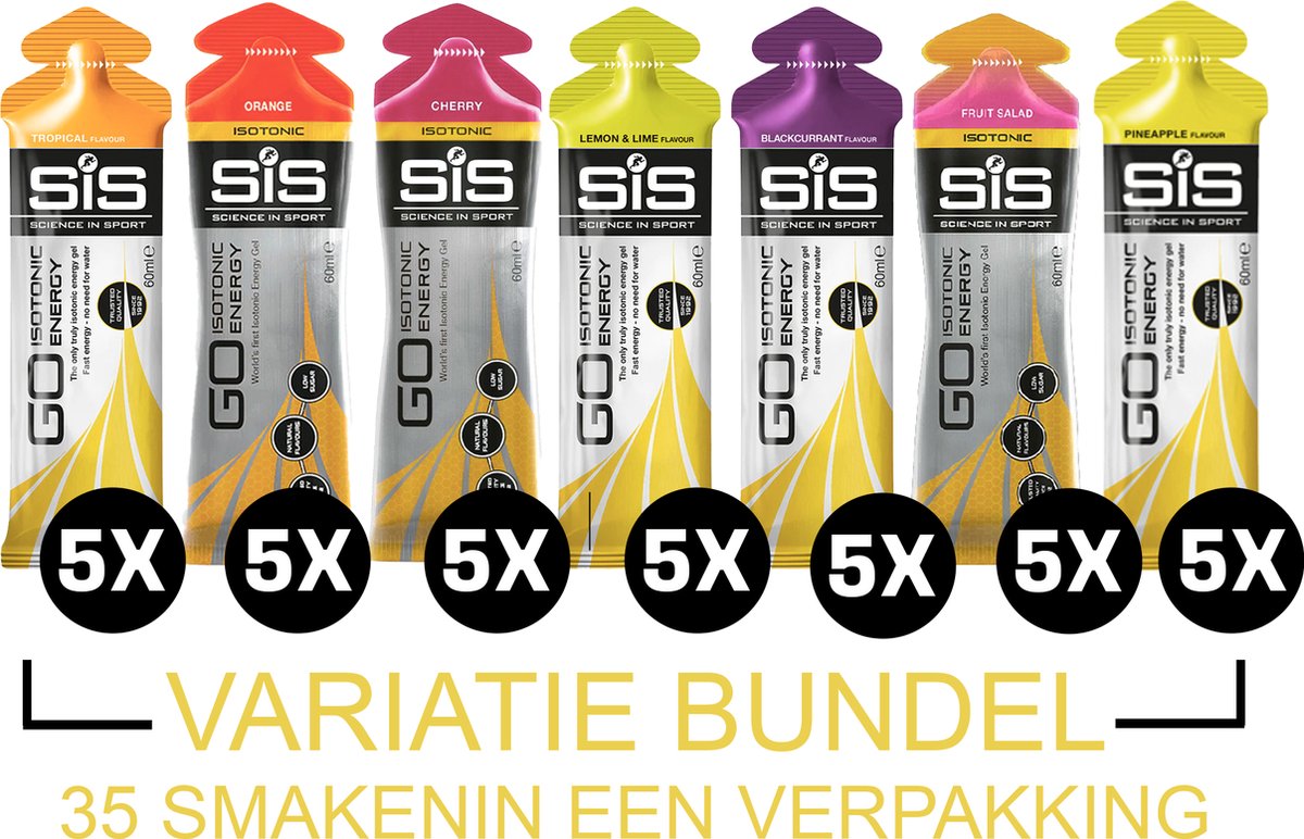 Science in Sport - SiS Go Isotonic Energiegel - 35x60 ml - Variatie pack bundel - Running gel met 22g koolhydraten