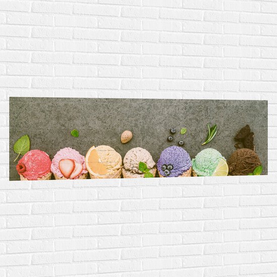 Muursticker - Ijs - Fruit - Eten - Kleuren - 150x50 cm Foto op Muursticker