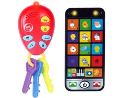 Speelgoed Sleutelbos en Telefoon voor Kinderen - Tachan - Autosleutels en Smartphone voor Baby - Met Licht en Geluid - Inclusief Batterijen