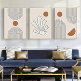 Moderne foto's Boho decoratieve wanddecoratie voor woonkamer slaapkamer, abstracte premium posterset - zonder lijst (lijn 30 x 40 cm x 3 stuks)