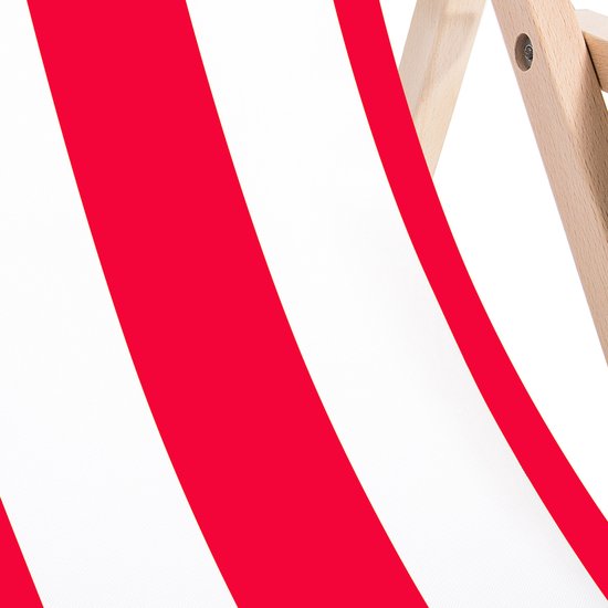 Springos Strandstoel - Verstelbaar - Beukenhout - Hangemaakt - Rood / Wit van Springos — afbeelding 3