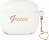 Guess Silicone Heart Charm Case - Geschikt voor Apple Airpods 3 - Wit