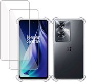 Hoesje + 2x Screenprotector geschikt voor OnePlus Nord N30 SE – Tempered Glass - Extreme Shock Case Transparant