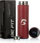 Be Fit Thermosfles RVS - Thermosbeker / Thermoskan - Bidon & Drinkfles - Drinkflessen - Sport & Fitness - Isoleerfles - Koffiebeker - 500 ML - met LED Display - Rood