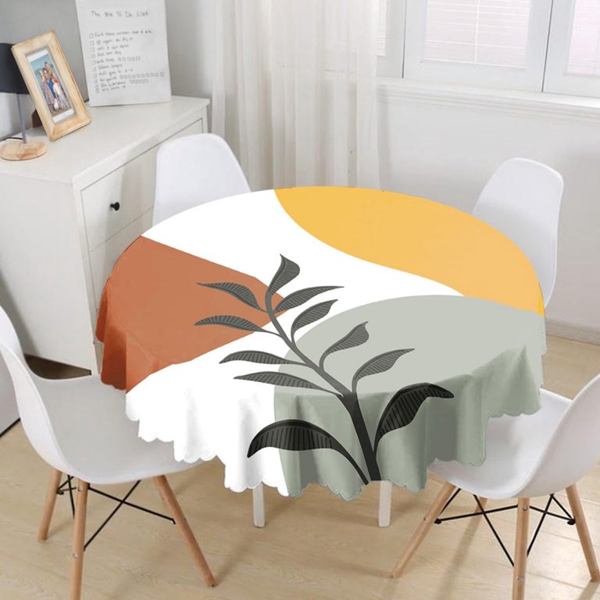 Rond Tafelkleed Ø140cm - Bladeren - Velvet textiel - Tafelkleden - Tafellaken