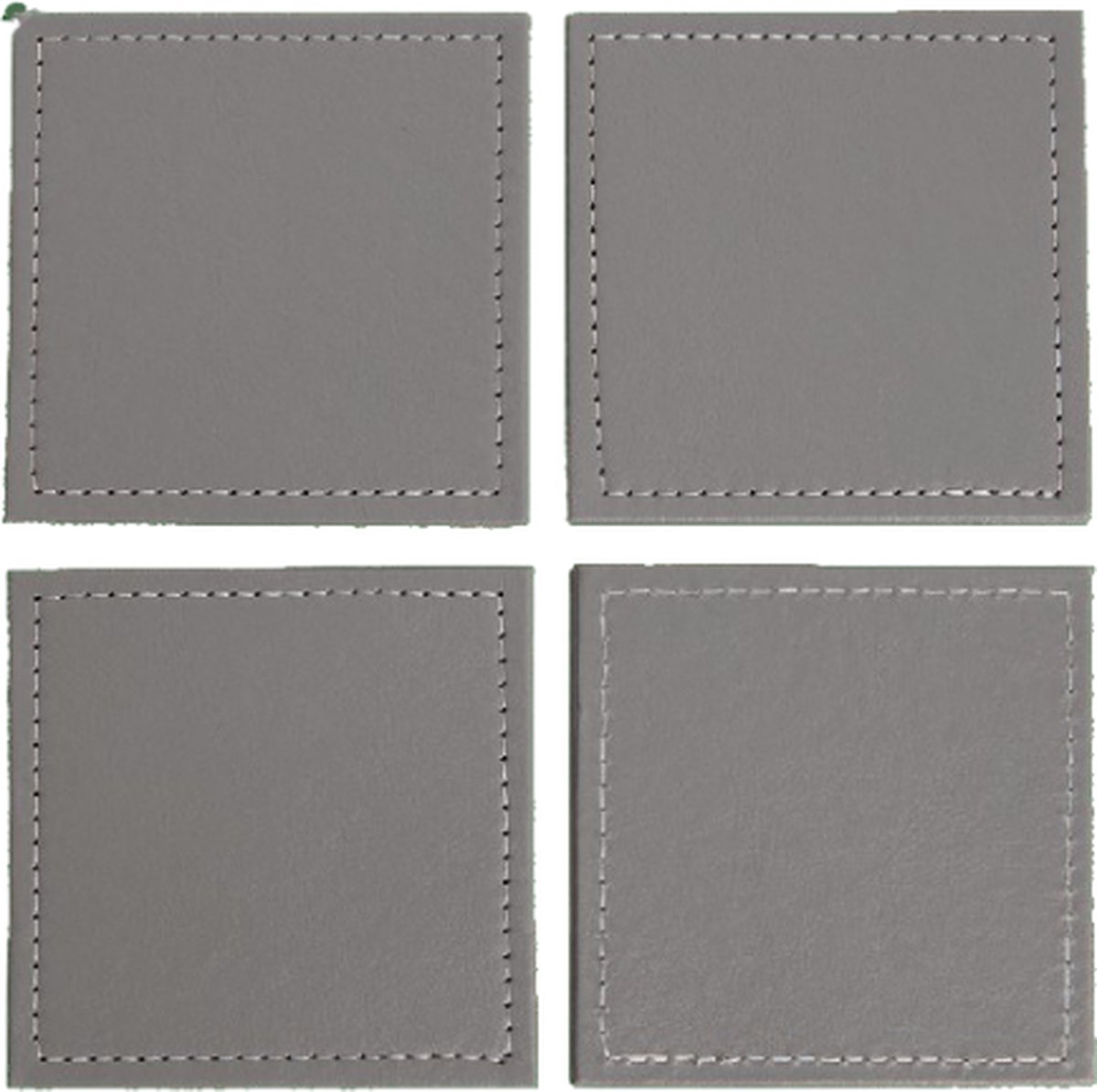 Onderzetters LEVAN - Vierkant - Grijs / Wit - Imitatie leer - 10 x 10 cm - Set van 4