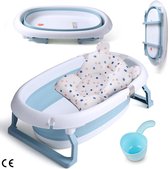 Set de bain pliable pour bébé – comprenant une baignoire pour bébé, des balles de jeu et un gobelet pour laver les cheveux – 80 x 49 x 25 cm (Blauw)