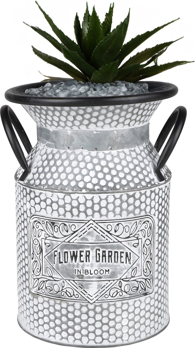 Goedkoopste Sunnydays Melkbus/plantenpot/bloempot - zink - zilver - D18 x H26 cm