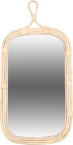 Natural Living Rotan wandspiegel - beige - gevlochten frame van riet - 34 x 70 cm - gang/badkamer/slaapkamer