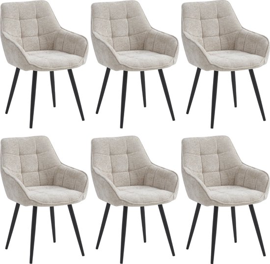 Colenis® - Chaise de salle à manger Oriana - Set de 6 - Beige - Chenille - Design