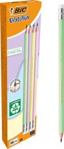 Crayons graphite BIC Evolution Pastel avec gomme et mine HB antichoc - 4 couleurs corps - paquet de 12