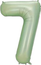 LUQ - Cijfer Ballonnen - Cijfer Ballon 7 Jaar Mint Groen XL Groot - Helium Verjaardag Versiering Feestversiering Folieballon