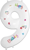 LUQ - Cijfer Ballonnen - Cijfer Ballon 9 Jaar Happy Birthday Groot - Helium Verjaardag Versiering Feestversiering Folieballon