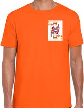 Bellatio Decorations Koningsdag T-shirt voor heren - kaarten koning - oranje - feestkleding S