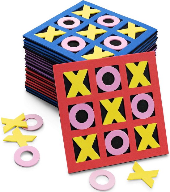 Partizzle 24x Mini Boter Kaas en Eieren Spel - Uitdeelcadeautjes - Tic Tac Toe Spelletjes - Educatief Klein Speelgoed - Grabbelton Traktatie Cadeautjes voor Kinderen - Foam