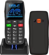 4G Senioren Telefoon - SOS-Functie - Senioren Mobiele Telefoon - Grote Knoppen - Valbescherming - Senioren Telefoon - Oplaadstation - GSM