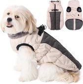 Luxe Winterjas voor Grote Honden, Maat L - Reflecterend, Water- & Winddicht, Verstelbaar, met Turtleneck Design in Beige - Warm, Comfortabel en Stijlvol, Perfect voor Koude Weersomstandigheden - Beige - Maat L