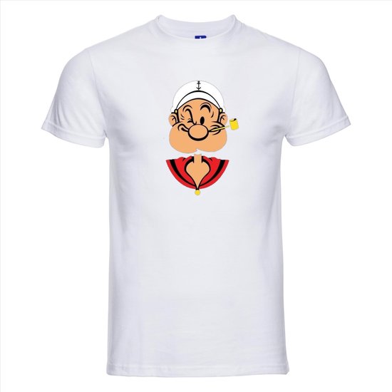 T-shirt Popeye | Wit | Maat XXXL