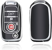 Autosleutel hoesje - TPU Sleutelhoesje - Sleutelcover - Autosleutelhoes - Geschikt voor Fiat - zwart - B3 - Auto Sleutel Accessoires gadgets - Kado Cadeau man - vrouw