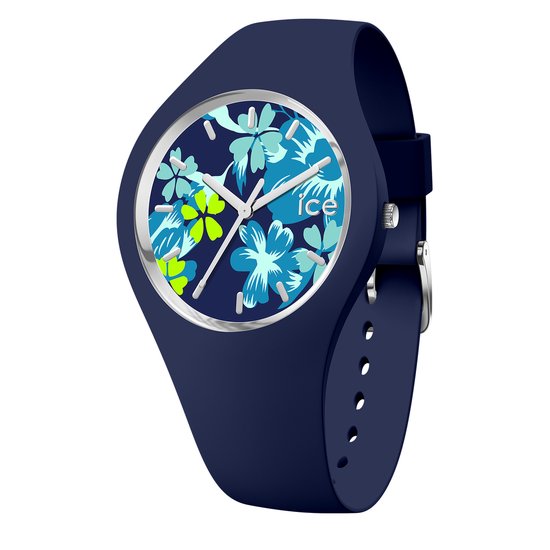 Ice Watch ICE flower - Midnight lime 021741 Horloge - Siliconen - Blauw - Ø 40 mm