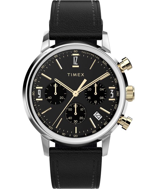 Timex Marlin Chrono TW2W51500 Horloge - Leer - Zwart - Ø 40 mm