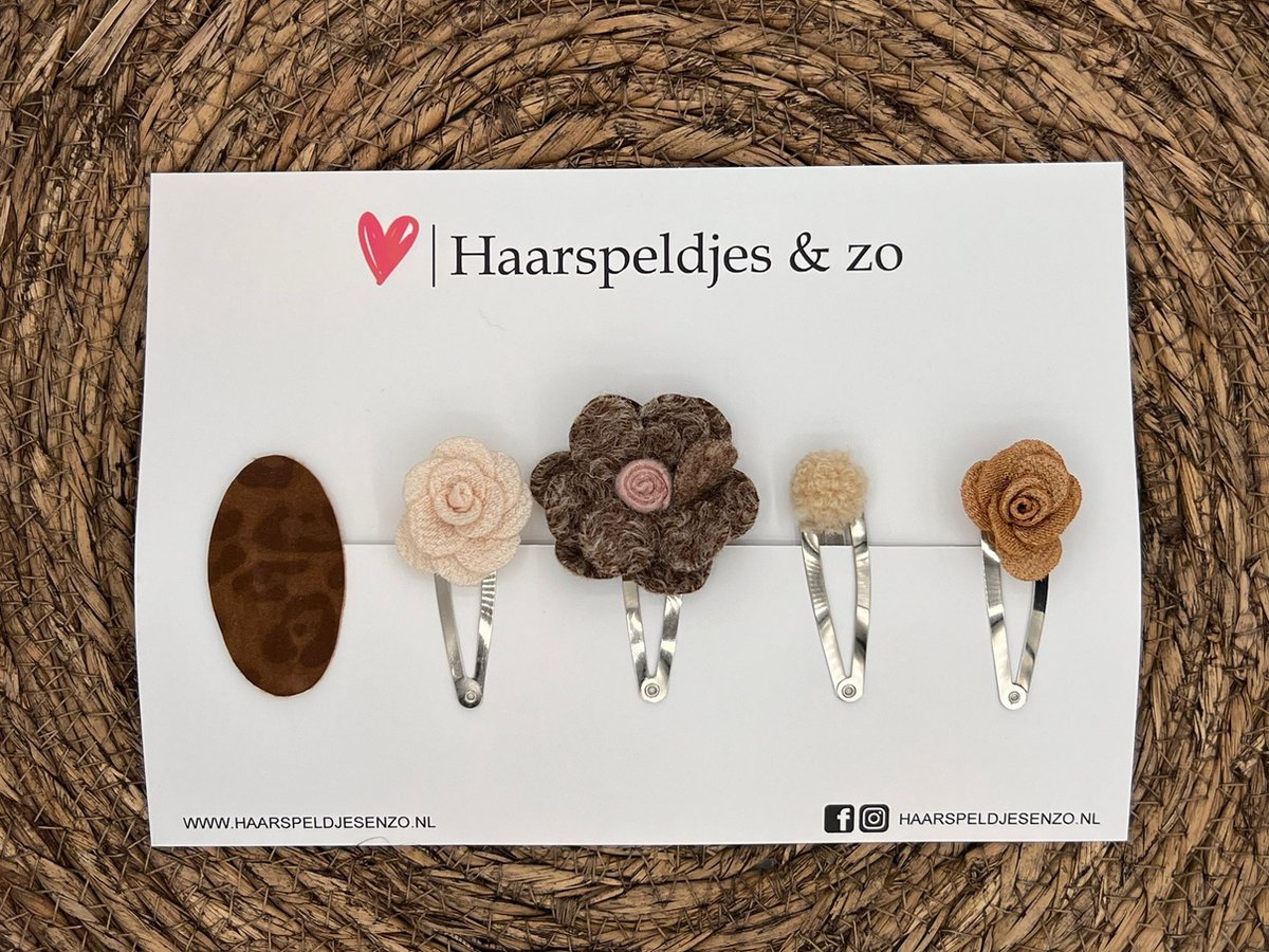 Try-out mix 21 - mix van verschillende speldjes - bruin/beige - 5 cm speldjes