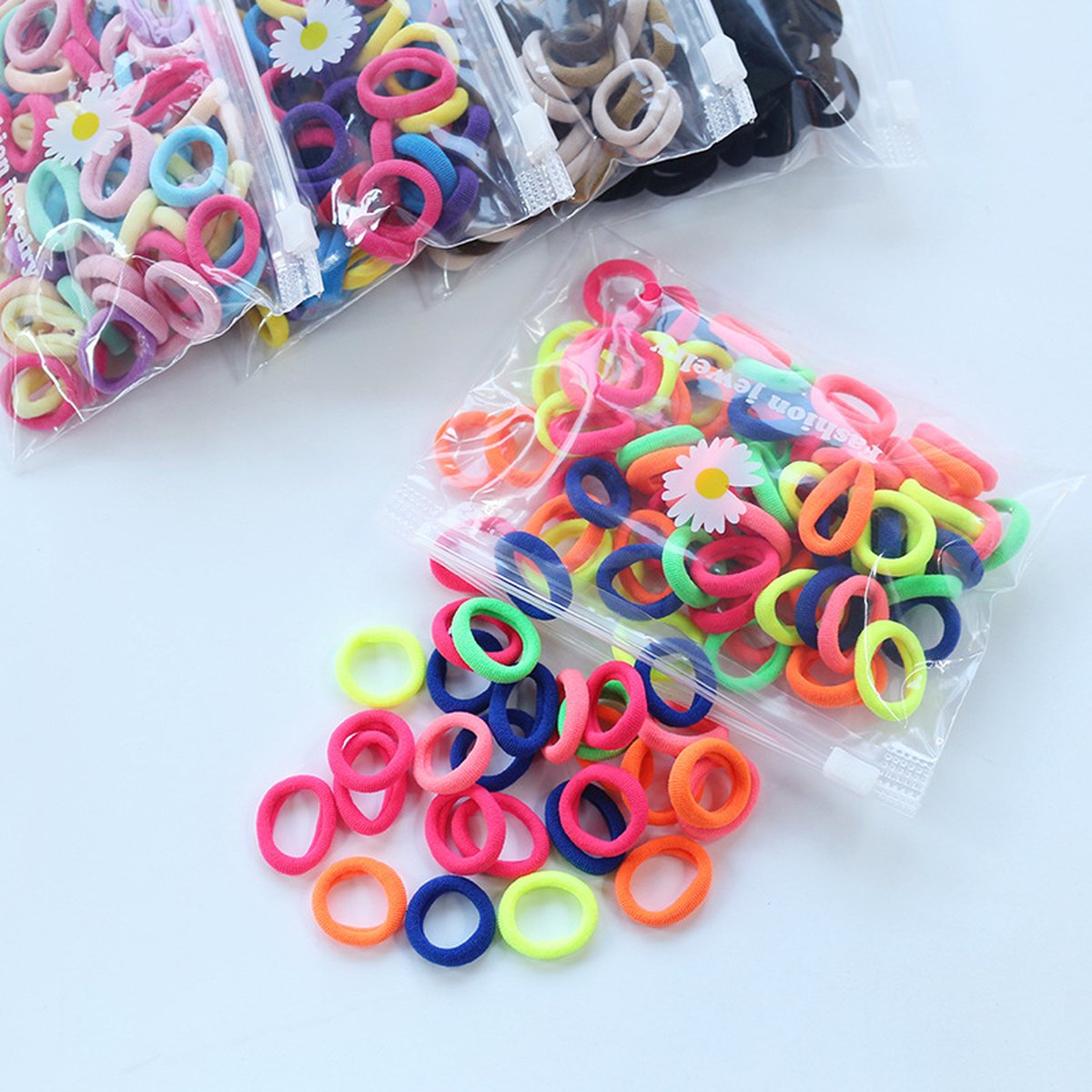Dikke Haarelastiekjes - 100 stuks - Pastel - 20mm - 5mm Dik - Elastiek - Haar Accessoires - Kinderen - Peuter - Baby - Meisjes - Dames - Gift - Cadeau — cadeau in Mode & Accessoires - foto 3